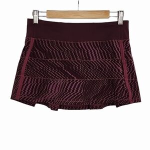 Lululemon Pace Rival Skirt II Shifted Horizon Red Grape Black Bordeaux Sz 6 Reg